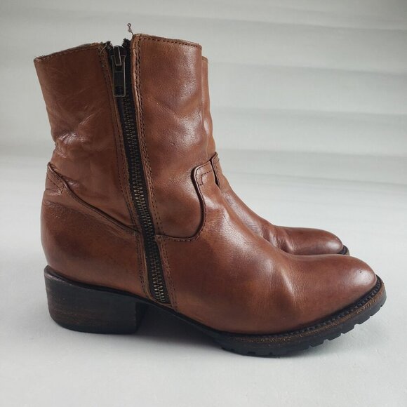 Freebird Alamo Leather Ankle Boot Womens 8 Brown Wool Lined Side Zip Weathered - Picture 2 of 14